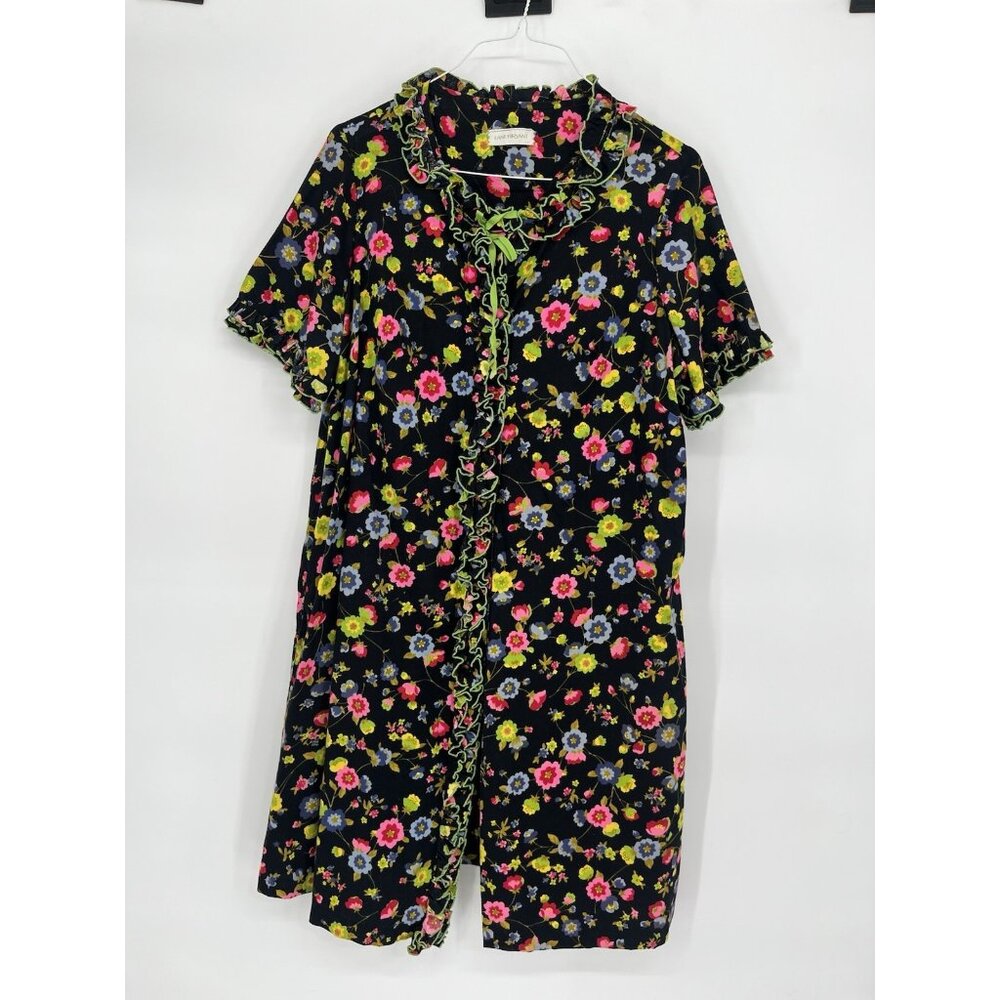 Vintage 60s 70s Lane Bryant Floral House Dress Ruffle No Sz Missing‎ buttons